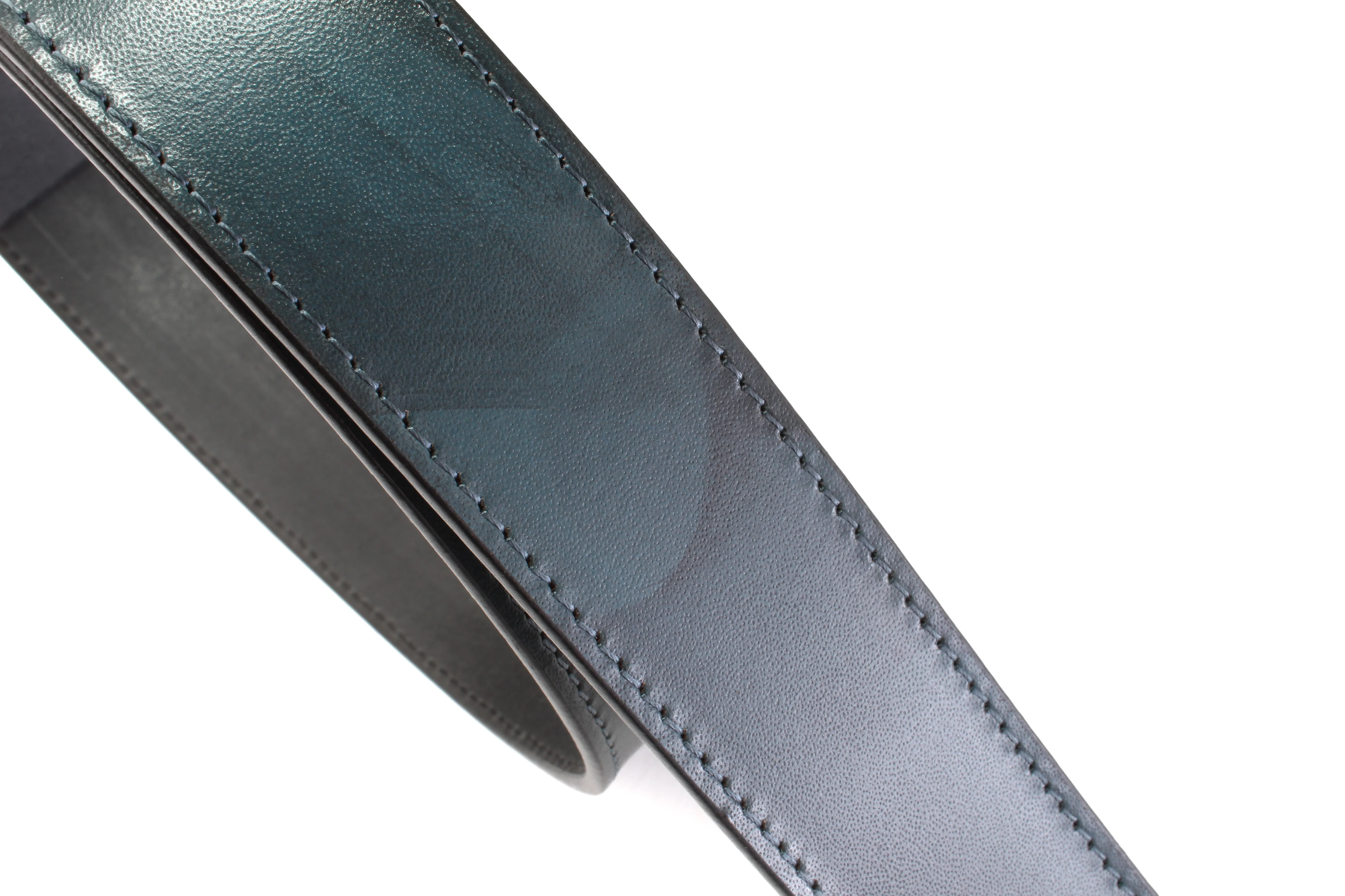 1.25" Blackened Blue Marbled Buffalo Leather Strap - Image 3