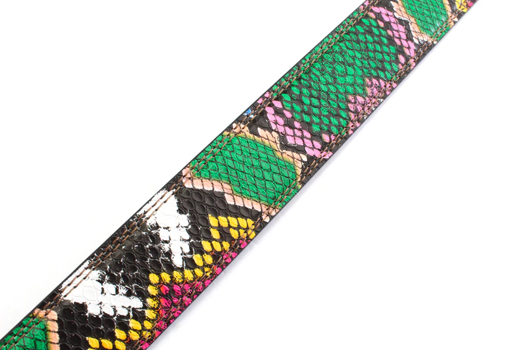 1.25" Multi-Colored Boa Print Strap - Green / Light Pink - Image 3