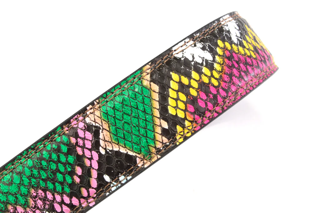 1.25" Multi-Colored Boa Print Strap - Pink / Green - Image 3